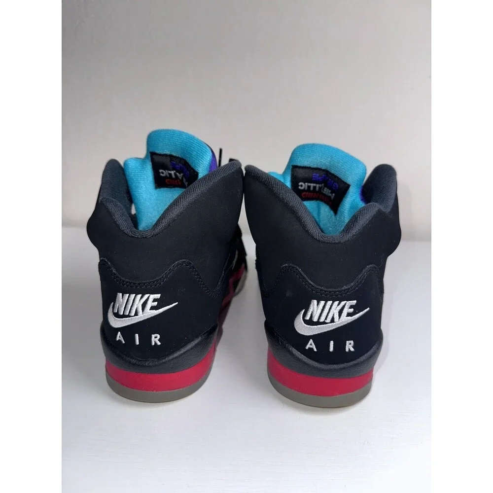 Jordan Air Jordan 5Y Mid Top Basketball Sneakers Black Purple Red